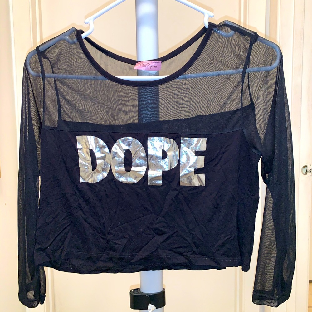 Solid/Mesh Graphic cropped tee